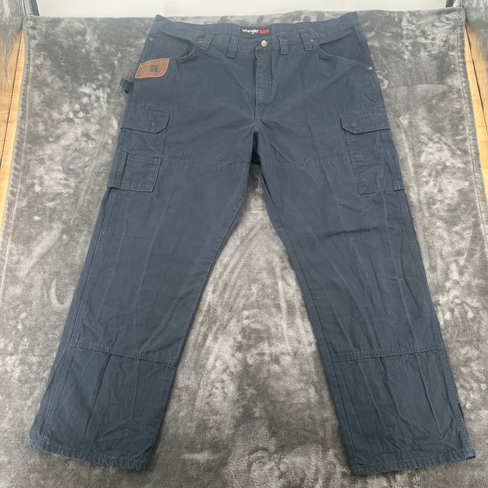 Wrangler Riggs Workwear Mens 44x30 Navy Blue Ripstop Cargo Pants 103W060NY - Picture 3 of 9